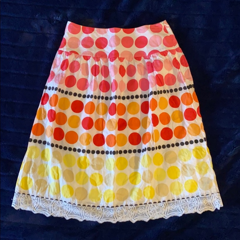 🥳TALBOTS BRAND. MIDI SKIRT. FUN MULTI POLKA-DOTS